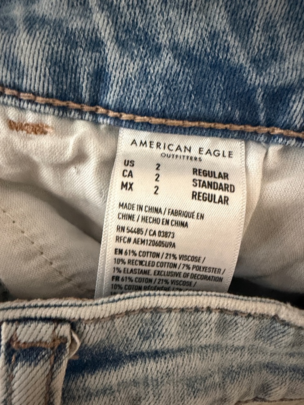 American Eagle Light Blue Denim Shorts with Washed Finish - Picture 2 of 3